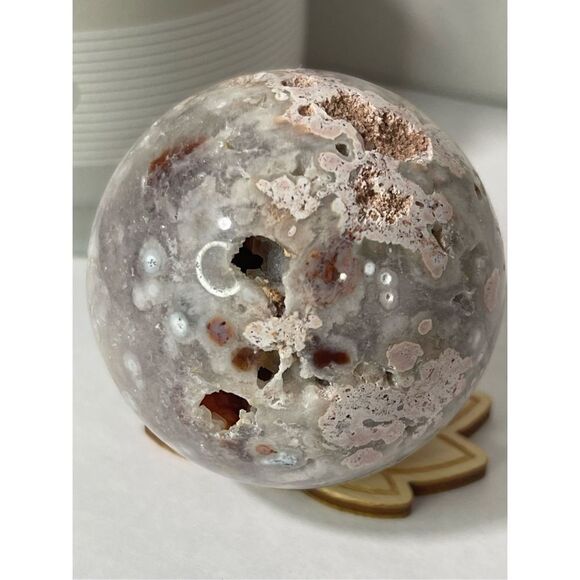 Pink Flower Agate Sphere - Picture 3 of 5